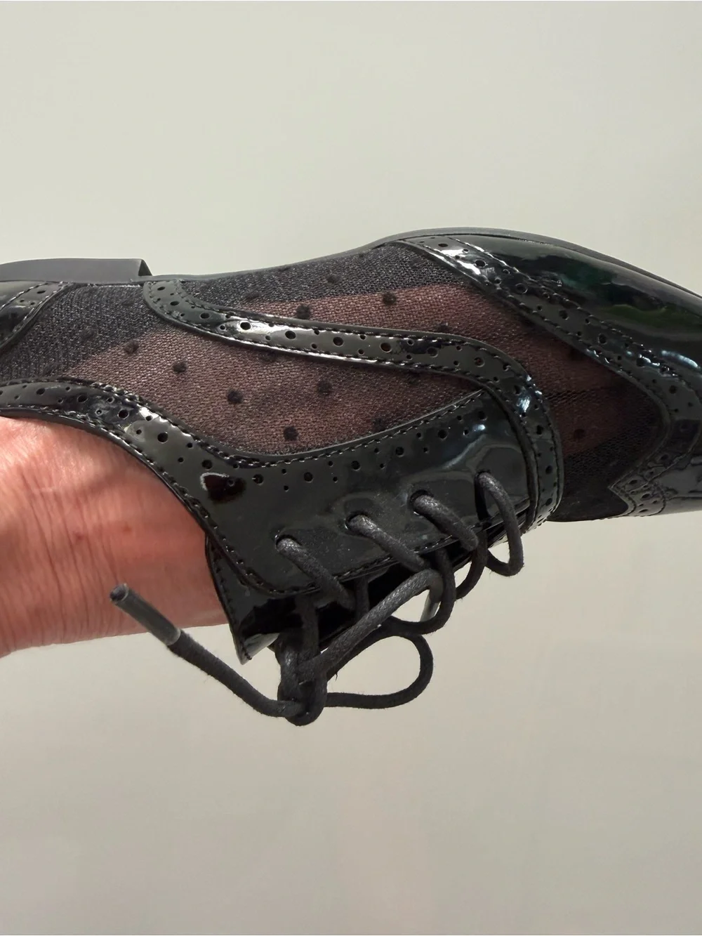 Black Patent Brogue Oxford Flats